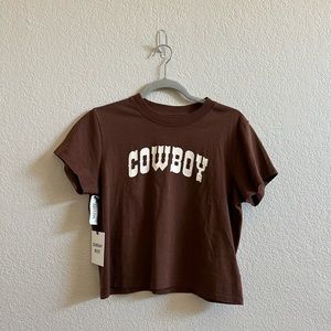 Aritzia Brown 'Cowboy' Short Sleeve Tee